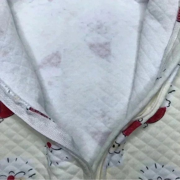 Chick Pea Footed Onesie Christmas Santa Pajamas Zippered White & Red 3-6 Months - Picture 7 of 16